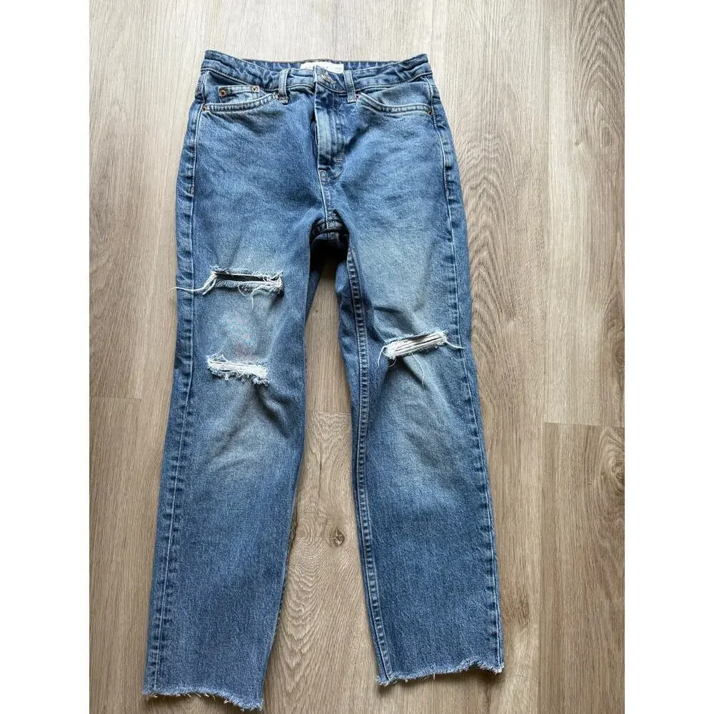 Topshop Women's Straight Jeans, size 25, Distressed